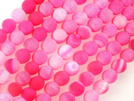 Frosted Matte Agate Beads-Pink, 8mm Round Beads-RainbowBeads