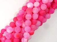 Frosted Matte Agate Beads-Pink, 8mm Round Beads-RainbowBeads