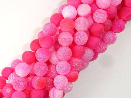 Frosted Matte Agate Beads-Pink, 8mm Round Beads-RainbowBeads