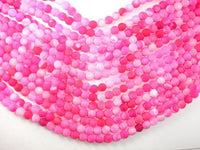 Frosted Matte Agate Beads-Pink, 8mm Round Beads-RainbowBeads