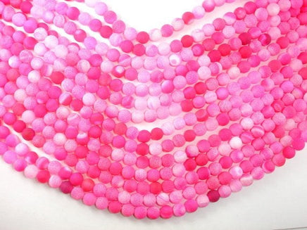 Frosted Matte Agate Beads-Pink, 8mm Round Beads-RainbowBeads