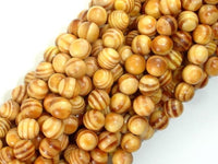 Indonesia Agathis Alba King Wood Beads, 8mm Round-RainbowBeads