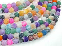 Frosted Matte Agate - Multi Color, 8mm Round-RainbowBeads