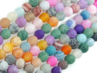 Frosted Matte Agate - Multi Color, 8mm Round-RainbowBeads