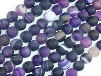 Matte Banded Agate Beads, Purple, 8mm Round Beads-RainbowBeads