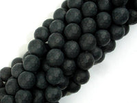 Matte Black Onyx Beads, 8mm Faceted Round-RainbowBeads