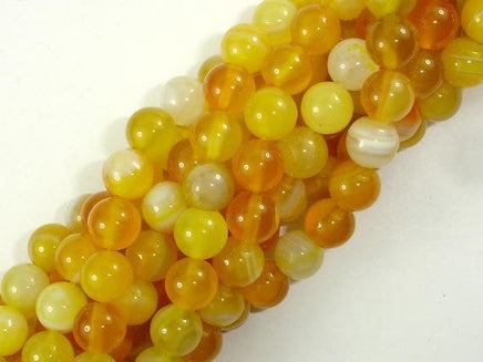 Banded Agate Beads, Yellow, 8mm Round Beads-RainbowBeads