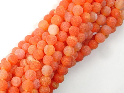 Frosted Matte Agate- Orange, 6 mm Round Beads-RainbowBeads