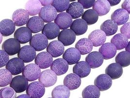 Frosted Matte Agate Beads, Purple, 10mm Round Beads-RainbowBeads