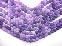 Frosted Matte Agate Beads, Purple, 10mm Round Beads-RainbowBeads