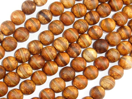 Matte Tibetan Agate Beads, 8mm Round Beads-RainbowBeads