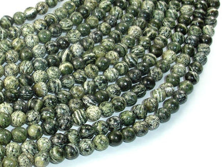 Green Zebra Jasper Beads, 6mm Round Beads-RainbowBeads