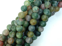 Matte Indian Agate Beads, Fancy Jasper Beads, 8mm-RainbowBeads