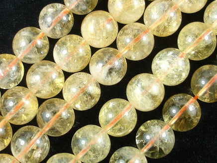 Genuine Citrine Beads, 12mm Round Beads-RainbowBeads