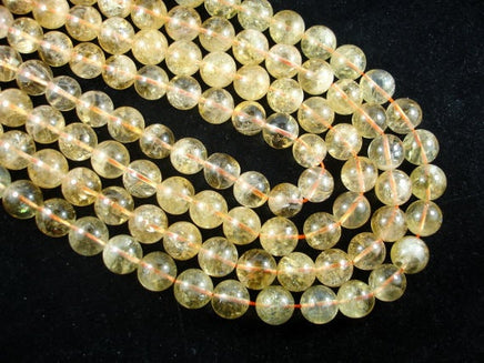 Genuine Citrine Beads, 12mm Round Beads-RainbowBeads