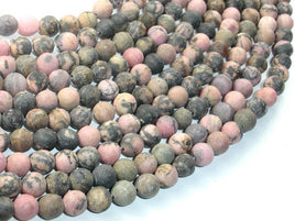 Matte Rhodonite Beads, 6mm, Round Beads-RainbowBeads