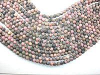 Matte Rhodonite Beads, 6mm, Round Beads-RainbowBeads