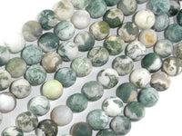 Matte Tree Agate Beads, 10mm Round Beads-RainbowBeads