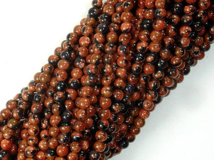Gold Blue Sand Stone Beads, 4mm Round Beads-RainbowBeads