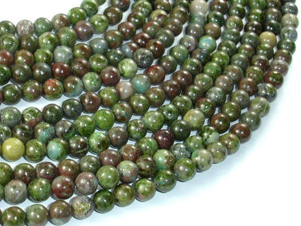 Green Rainforest Jasper Beads, Cuprite, 6mm Round Beads-RainbowBeads