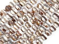 Tibetan Agate Beads, Brown, 10mm Faceted Round Beads-RainbowBeads