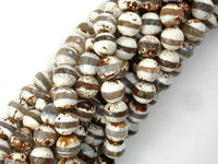 Tibetan Agate Beads, Brown, 10mm Faceted Round Beads-RainbowBeads