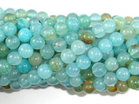 Dragon Vein Agate Beads, Sea Blue, 6mm Round Beads-RainbowBeads