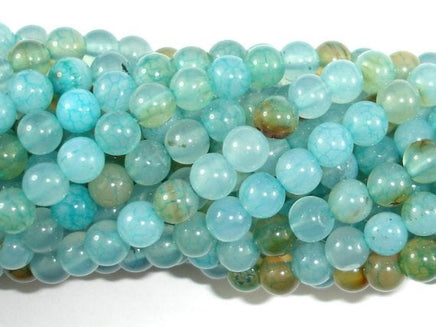 Dragon Vein Agate Beads, Sea Blue, 6mm Round Beads-RainbowBeads