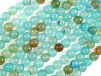 Dragon Vein Agate Beads, Sea Blue, 6mm Round Beads-RainbowBeads