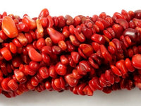 Red Bamboo Coral, 4mm-9 mm Chips Beads-RainbowBeads