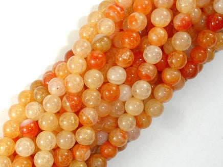 Dragon Vein Agate Beads, Orange, 6mm Round Beads-RainbowBeads