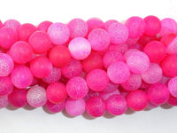 Frosted Matte Agate Beads, Pink, 10mm Round-RainbowBeads