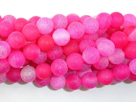 Frosted Matte Agate Beads, Pink, 10mm Round-RainbowBeads