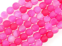 Frosted Matte Agate Beads, Pink, 10mm Round-RainbowBeads