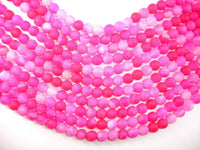 Frosted Matte Agate Beads, Pink, 10mm Round-RainbowBeads