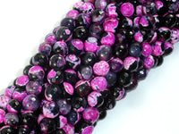 Agate Beads, Pink & Black, 6mm(6.3mm) Faceted Round Beads, 15 Inch-RainbowBeads