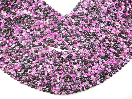 Agate Beads, Pink & Black, 6mm(6.3mm) Faceted Round Beads, 15 Inch-RainbowBeads