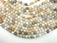 Matte Bamboo Leaf Agate, 8mm Round Beads-RainbowBeads