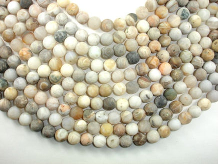 Matte Bamboo Leaf Agate, 10mm Round Beads-RainbowBeads