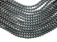 Matte Black Onyx Beads, 8mm Round Beads-with polished line-RainbowBeads