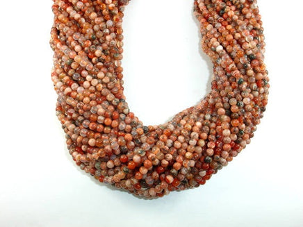 Agate Beads, Orange, 4mm(4.3mm) Round Beads-RainbowBeads