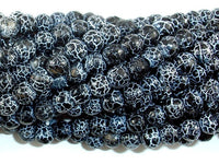 Black Crackle Agate, 6mm Faceted Round Beads, 13 Inch-RainbowBeads