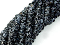 Black Crackle Agate, 6mm Faceted Round Beads, 13 Inch-RainbowBeads