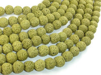 Peridot color Lava Beads, 10mm Round Beads-RainbowBeads