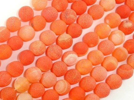 Frosted Matte Agate- Orange, 8mm Round Beads-RainbowBeads