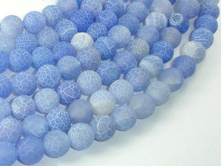 Frosted Matte Agate - Blue, 10mm Round Beads-RainbowBeads