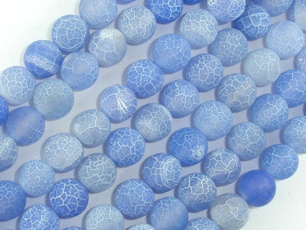 Frosted Matte Agate - Blue, 10mm Round Beads-RainbowBeads