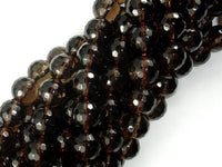 Smoky Quartz Beads, 10mm Faceted Round Beads-RainbowBeads