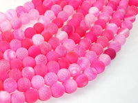 Frosted Matte Agate Beads-Pink, 8mm Round Beads-RainbowBeads