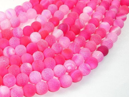 Frosted Matte Agate Beads-Pink, 8mm Round Beads-RainbowBeads